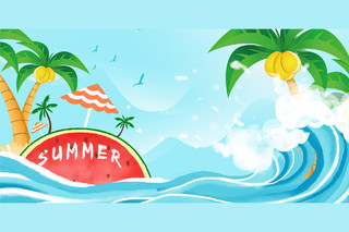 夏天旅游度假大海西瓜位图素材